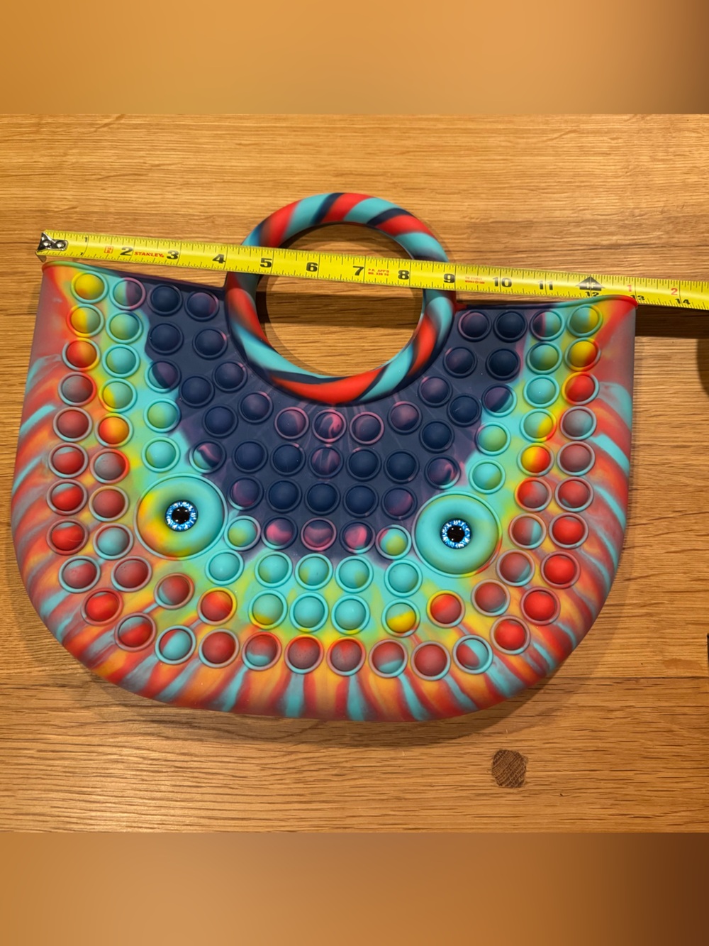 Jumbo Pop It Fidget Toy Tie Dye Rainbow Sensory Push Pop Bubble Monster 3D Eyes - Picture 2 of 5